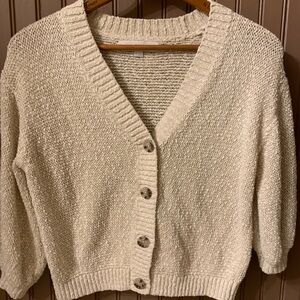 LOFT Cream Knit Cardigan